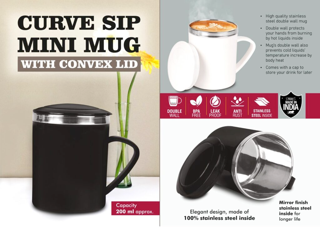Curve Ship Mini Mug With Convex Lid Curve Ship Mini Mug With Convex Lid