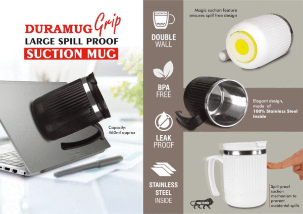 Duramug Grip Large Spill Proof Suction Mug