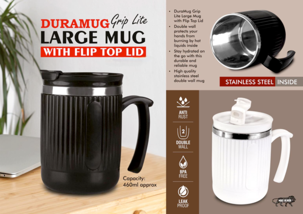 Duramug Grip Lite Large Mug With Flip Top Lid