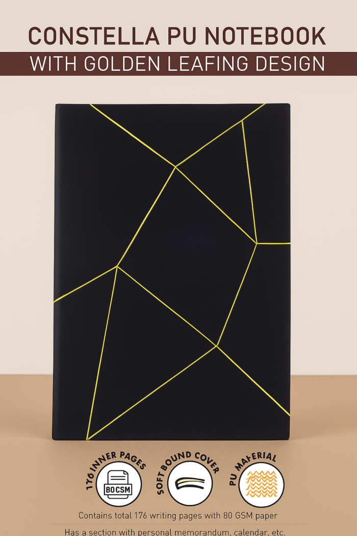 Constella PU Notebook with Golden Leafing – Corporate Gifting Notebook