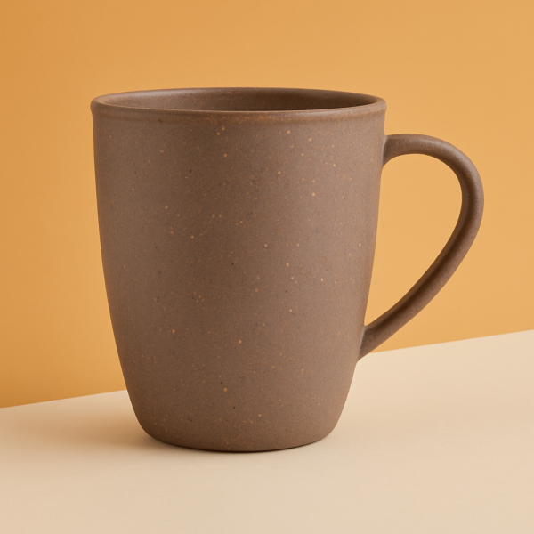 Natura Wheat Fibre Cup in a warm, dark brown or beige color, featuring a single-wall design and ergonomic handle