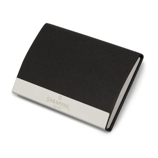 Sheaffer 100 Brushed Chrome Ballpoint Pen & Business Card Holder