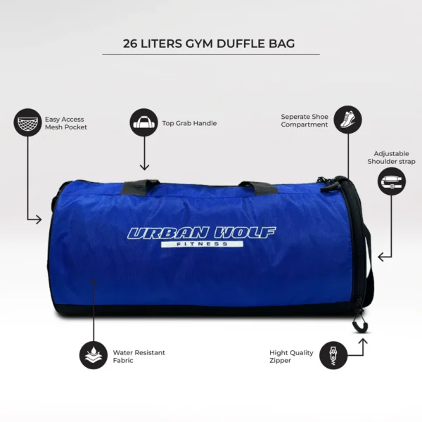 Urban Wolf 26L Gym Duffle Bag | Unisex Blue