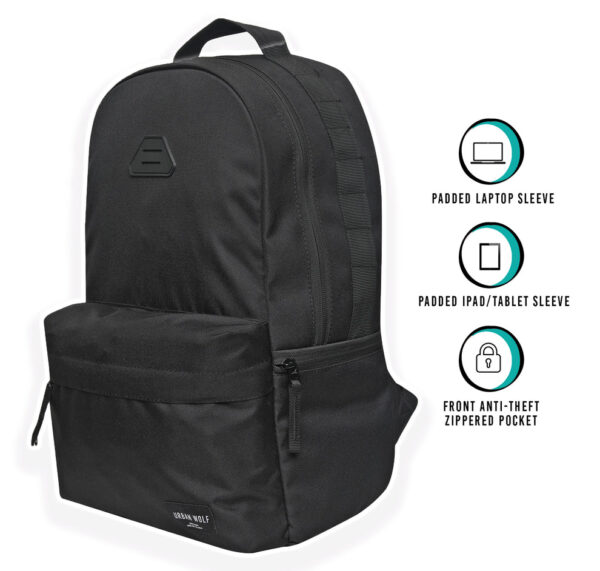 Urban Wolf 30L Unisex Casual Backpack- Black