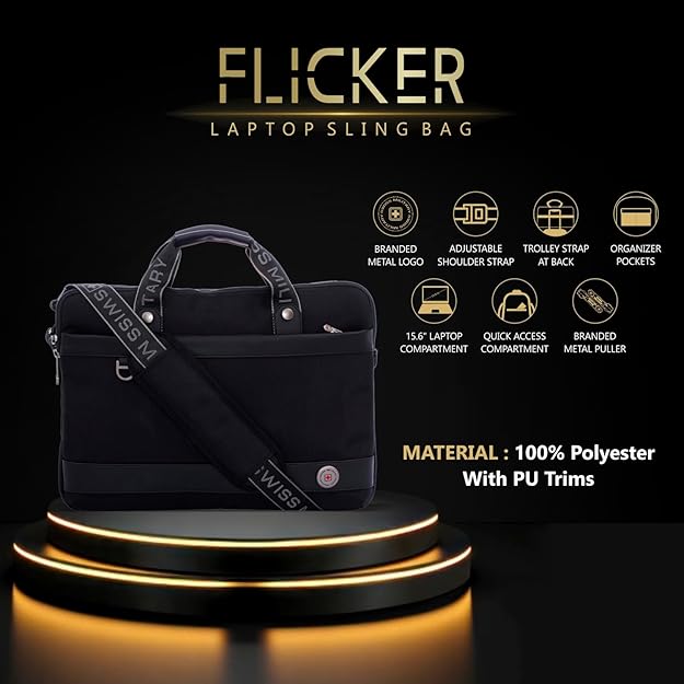Black Gold Collection Flicker Laptop Sling Bag Black Gold Collection Flicker Laptop Sling Bag