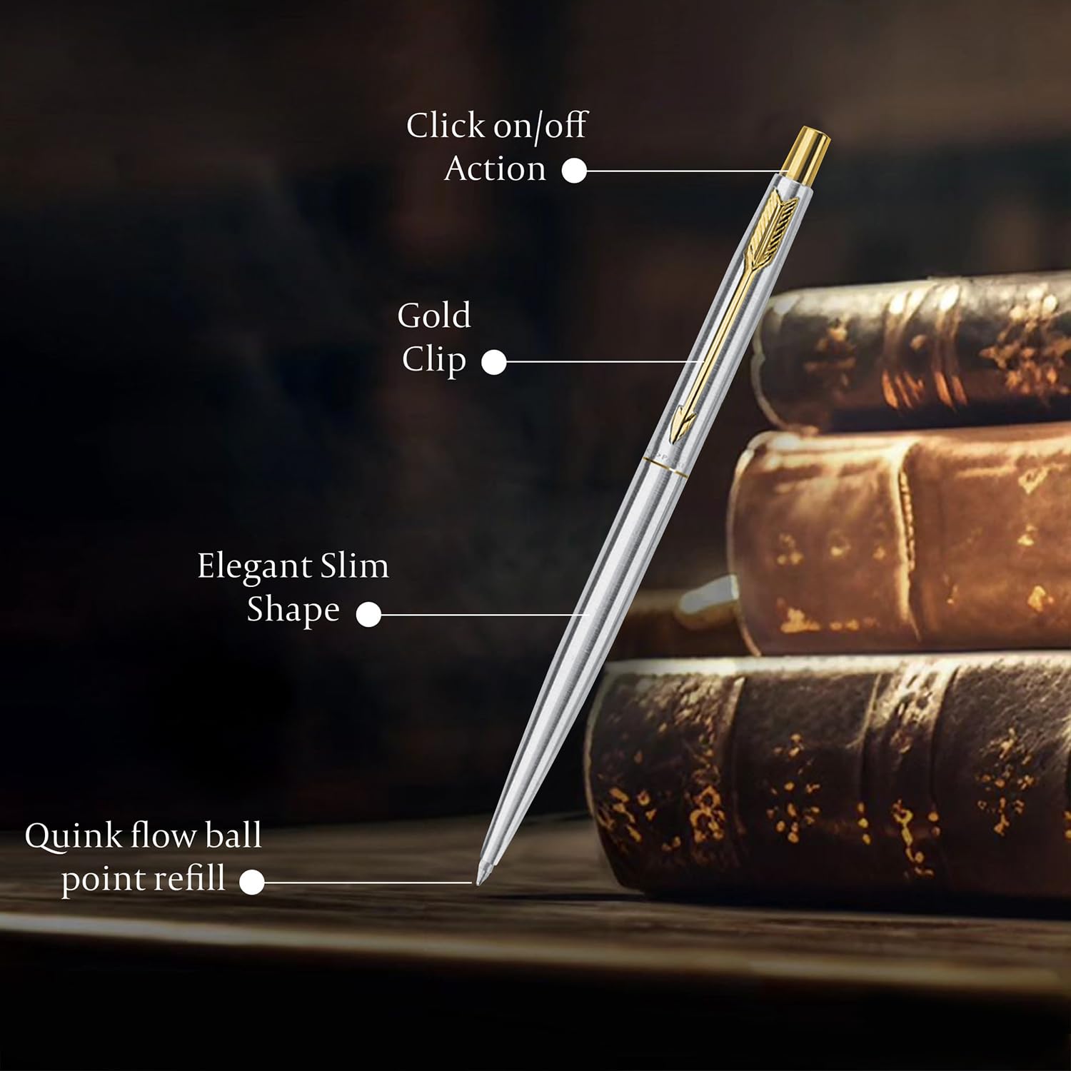 Parker Classic Stainless Steel Gold Trim Ball Pen Parker Classic Stainless Steel Gold Trim Ball Pen