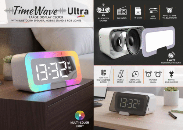 TimeWave Nano Capsule style clock with Bluetooth speaker
