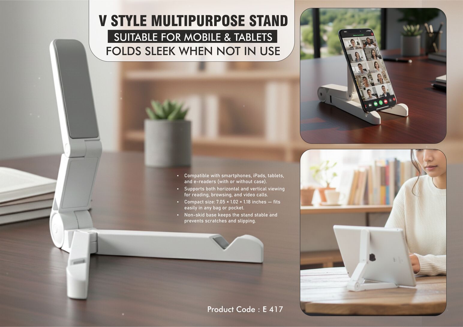 V style multipurpose stand | Suitable for mobile & tablets