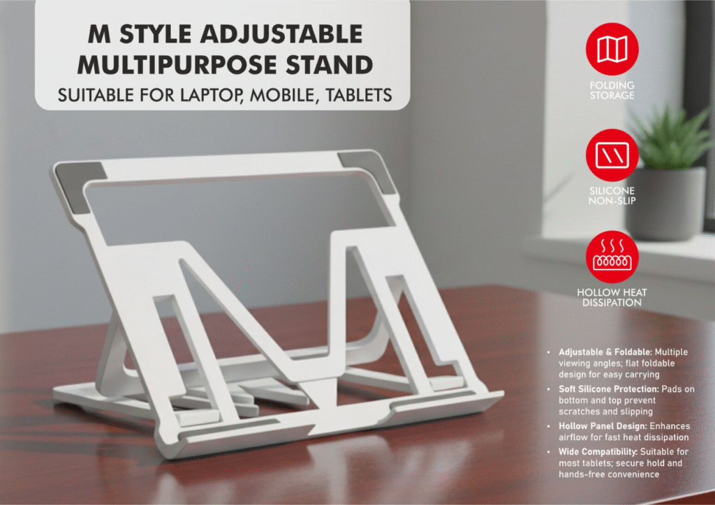 M Style Multipurpose stand | Suitable for laptop, mobile, tablets