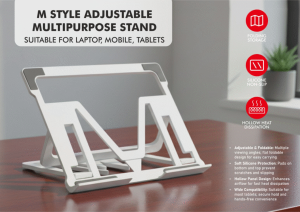 M Style Multipurpose stand | Suitable for laptop, mobile, tablets