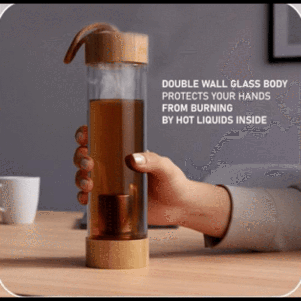ClearSip EcoFuse: Double wall Infuser bottle with Bamboo lids