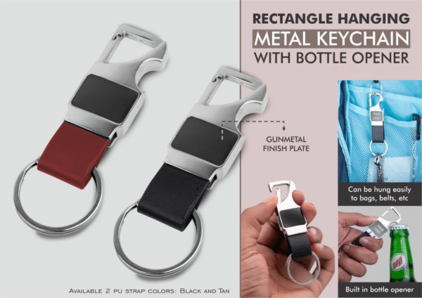 Rectangle hanging metal keychain | corporate gift supplier