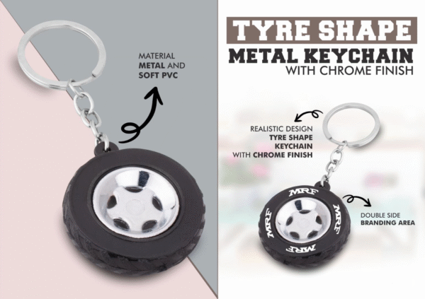 Tyre Shape Keychain with Chrome finish