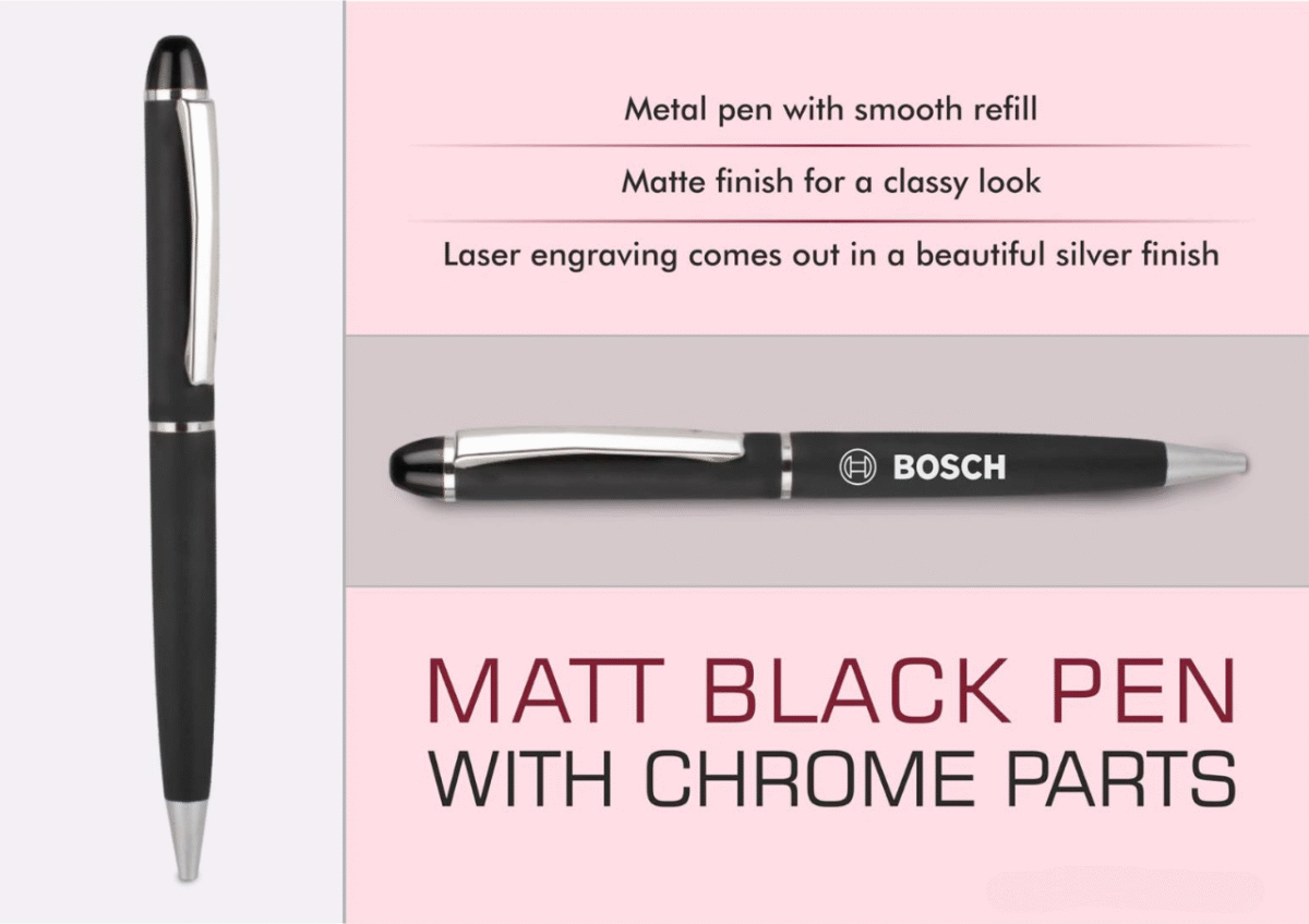 Matt Black Metal Pen with Chrome Parts