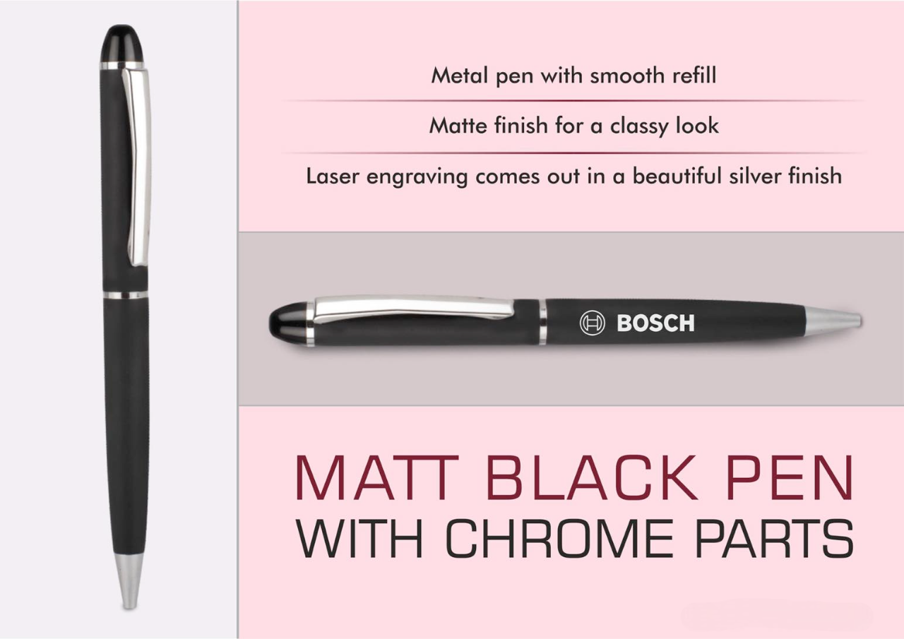 Matt Black Metal Pen with Chrome Parts Matt Black Metal Pen with Chrome Parts