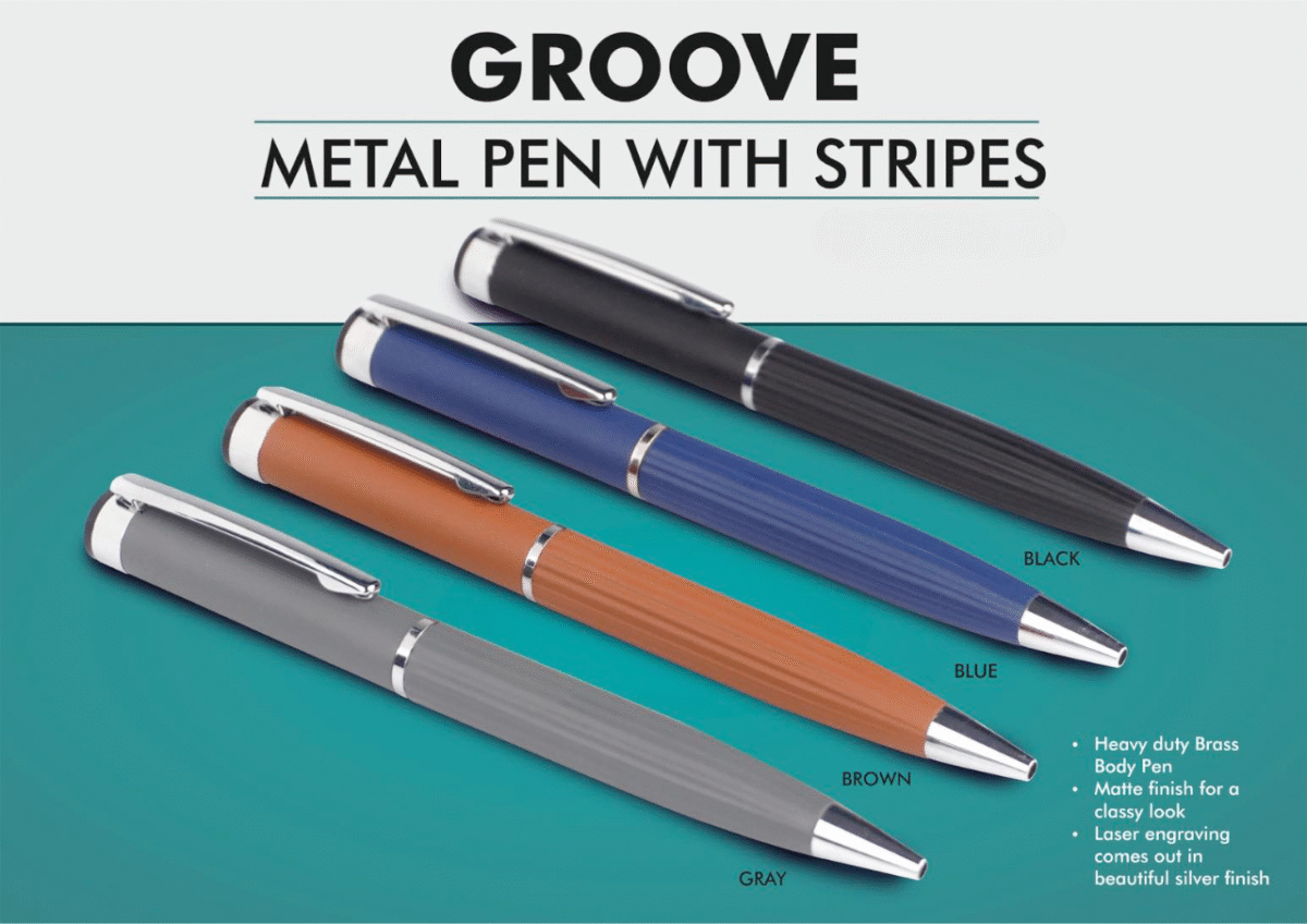 Groove: Brass metal pen with stripes | corporate gifting companies