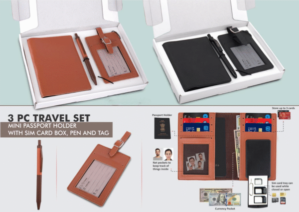 3 pc Travel set Mini Passport holder | Corporate Gifting Gurgaon