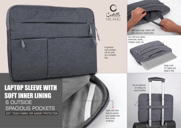 Laptop Sleeve with Soft inner lining | 6 outside spacious pockets