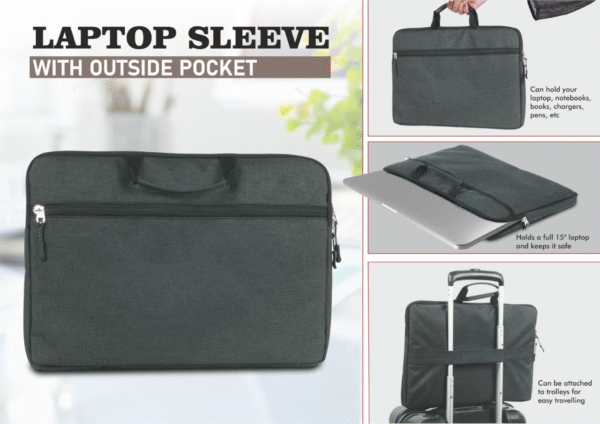Laptop Sleeve with outside pocket | Stroller carry strap