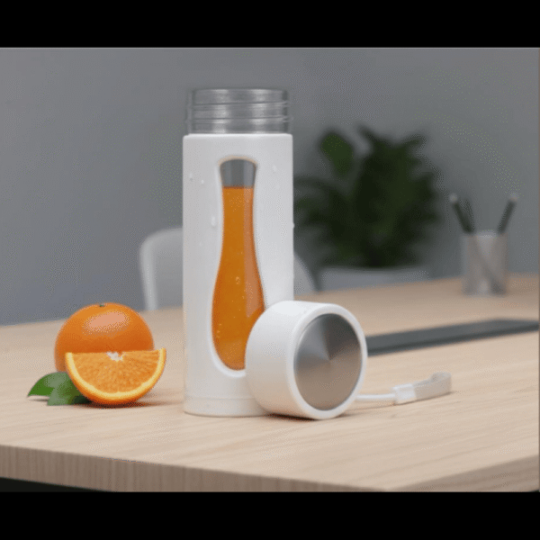 SafeSip: Glass bottle with outer plastic body and metal plate cap