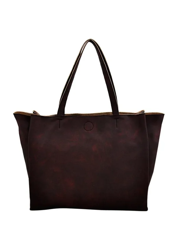 Synthetic Leather Maroon Tote Bag