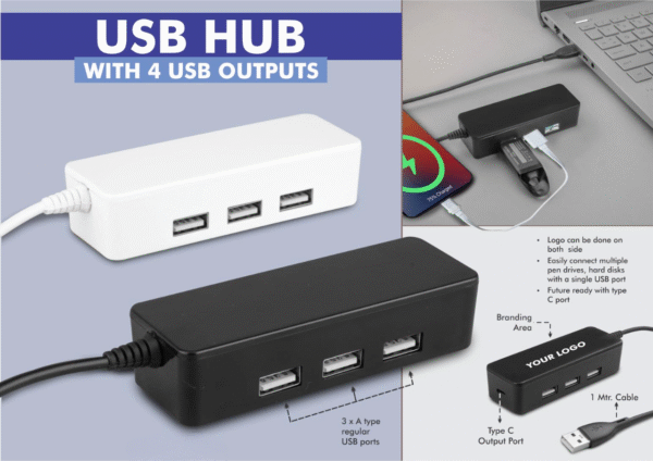 USB hub with 4 USB outputs