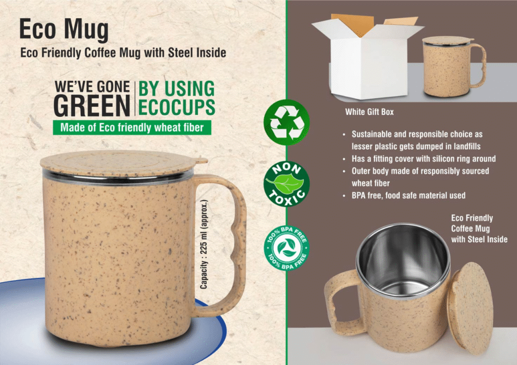Eco Friendly Coffee mug with steel inside