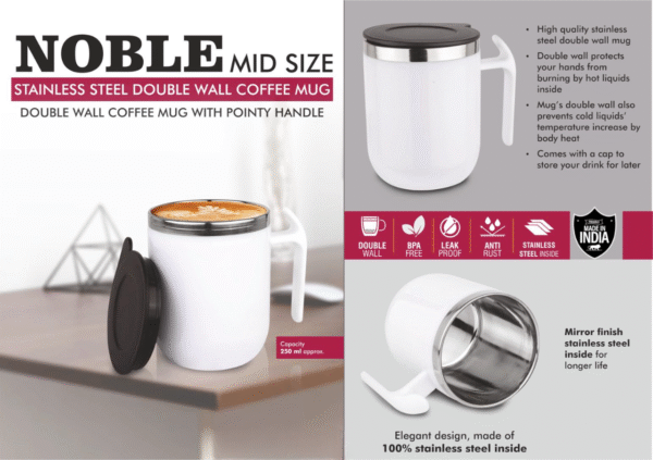 Noble Mid-Size Stainless Steel Double-Wall Coffee Mug