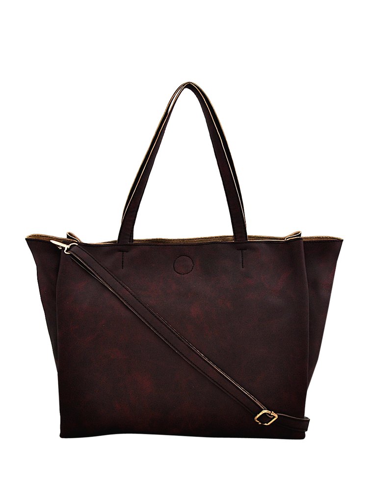 Synthetic Leather Maroon Tote Bag Synthetic Leather Maroon Tote Bag