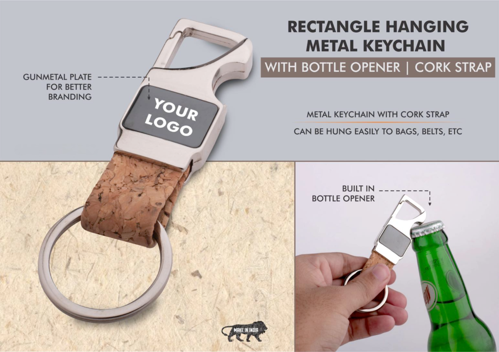Rectangle hanging metal keychain