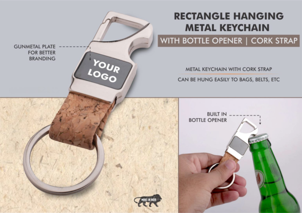 Rectangle hanging metal keychain
