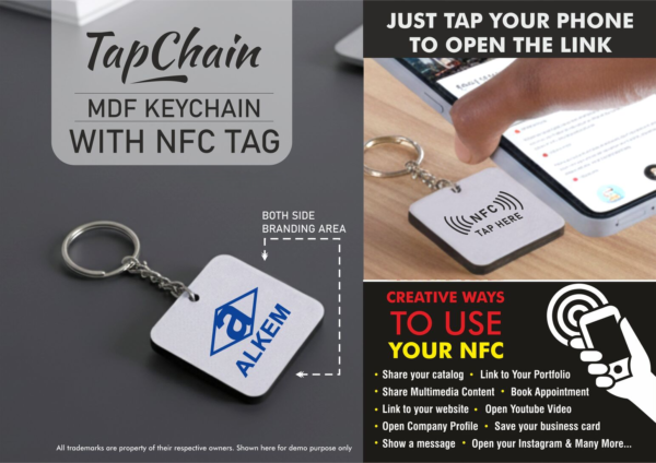Customized MDF Keychain with NFC Tag
