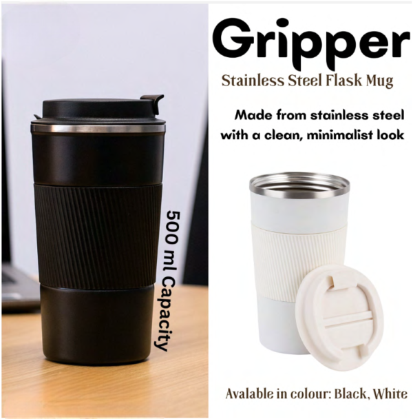 Gripper 500ml Stainless Steel Flask Mug with Silicone Sleeve