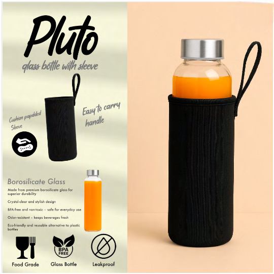 Pluto Borosilicate Glass Water Bottle