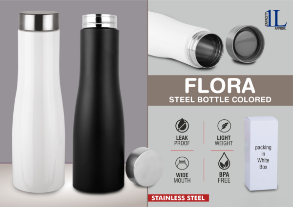 Flora Steel single wall bottle Colored