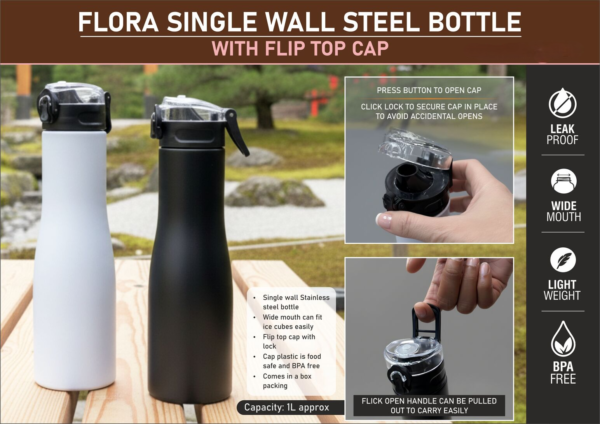 Flora Steel single wall bottle Colored