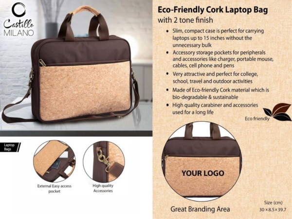 Cork Laptop Bag with 2 tone finish