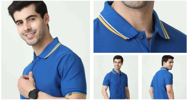 M&S Men's Solid Tipped Collar Polo T-Shirt