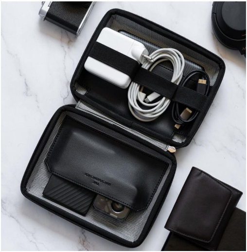 Black Leatherette Gadget Steven Tech Kit | Travel Bags in Delhi