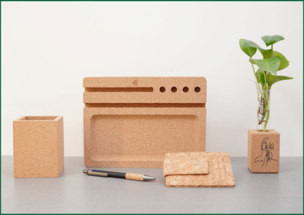 Sustainable 5-Piece Cork Desk Organizer Set