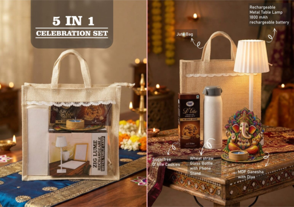 Corporate Eco-Cultural Diwali Set: Modern Desk Utility & Traditional Ganesha