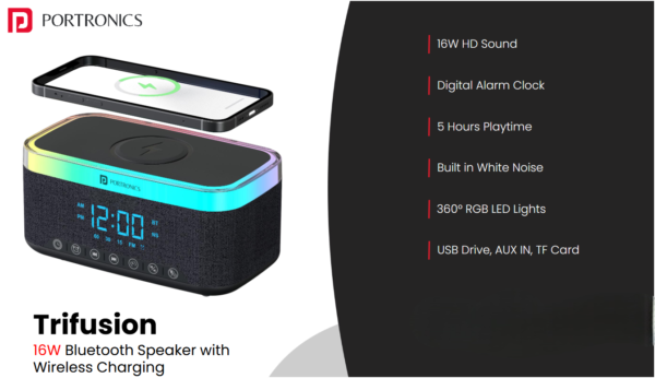 Trifusion 16W Bluetooth Speaker with Wireless Charging