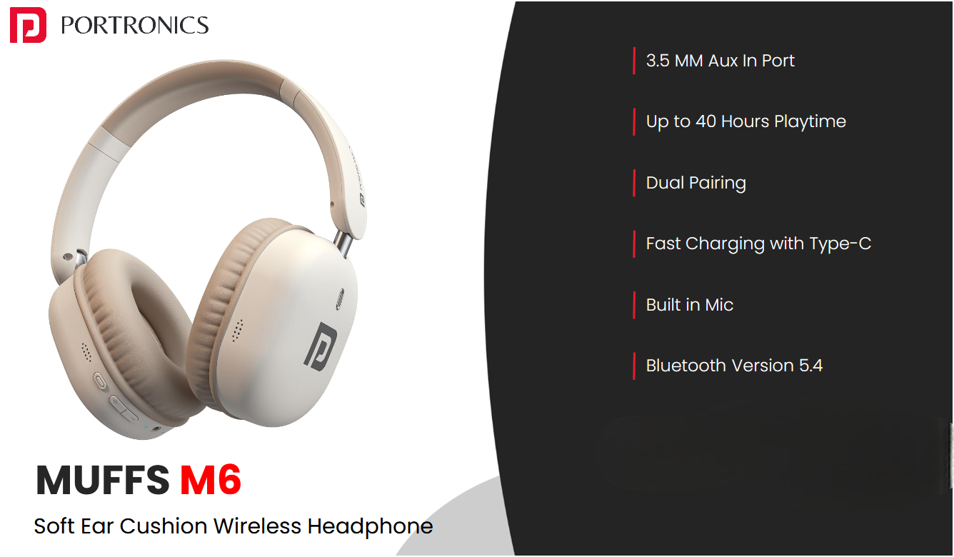 Muffs M6 Over-Ear Wireless Bluetooth Headphones Muffs M6 Over-Ear Wireless Bluetooth Headphones