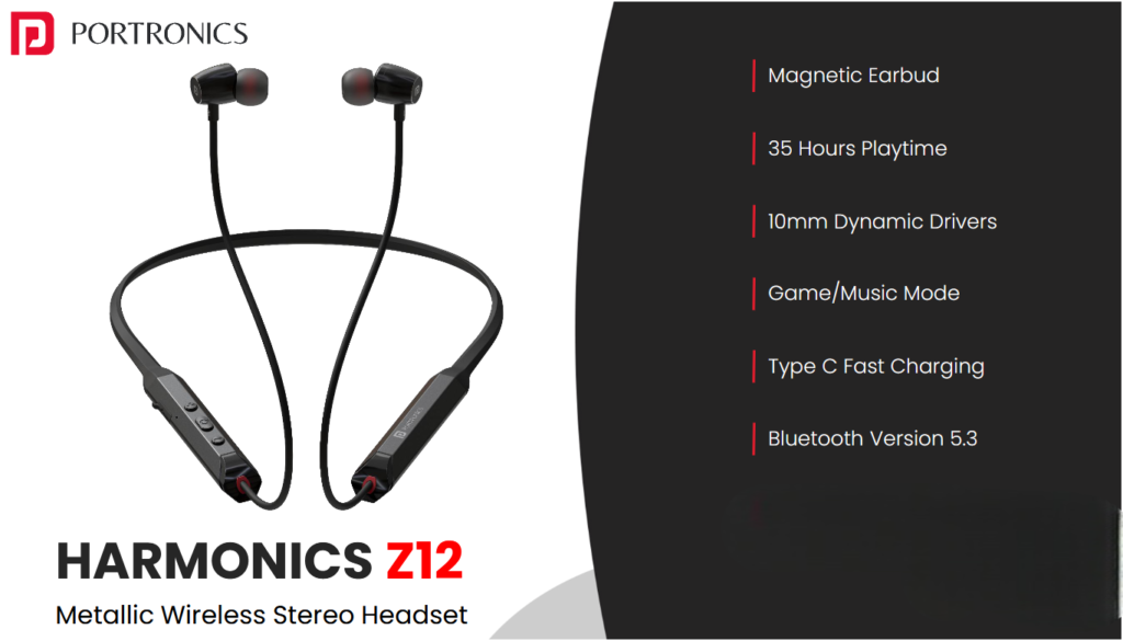 Portronics Harmonics Z12 Metallic Wireless Stereo Neckband