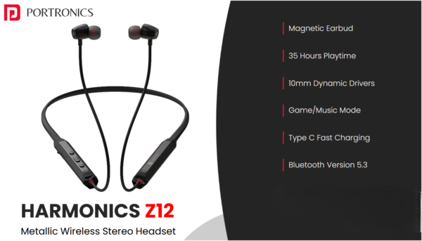 Portronics Harmonics Z12 Metallic Wireless Stereo Neckband