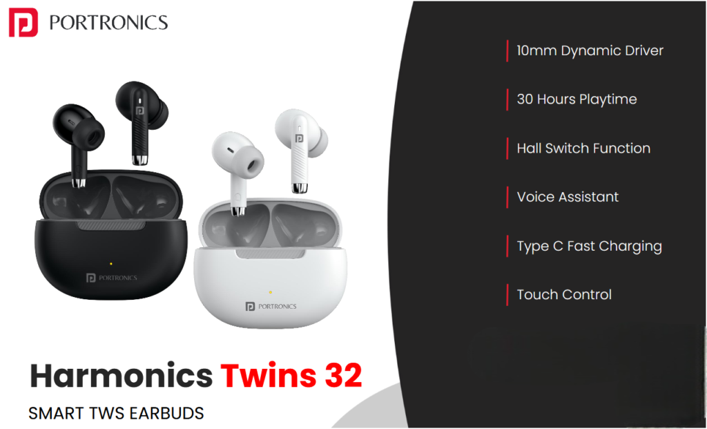 Portronics Harmonics Twins 32 Smart TWS Earbuds
