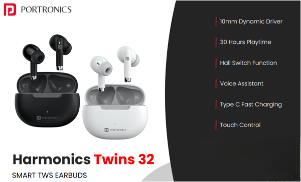 Portronics Harmonics Twins 32 Smart TWS Earbuds