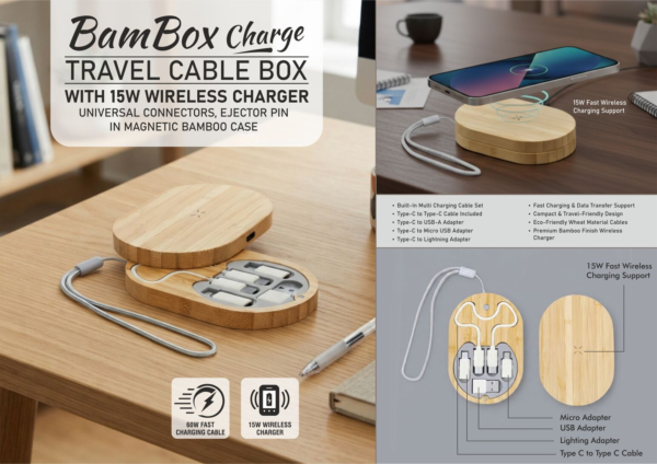 Travel Cable box with 15W Fast Wireless charger