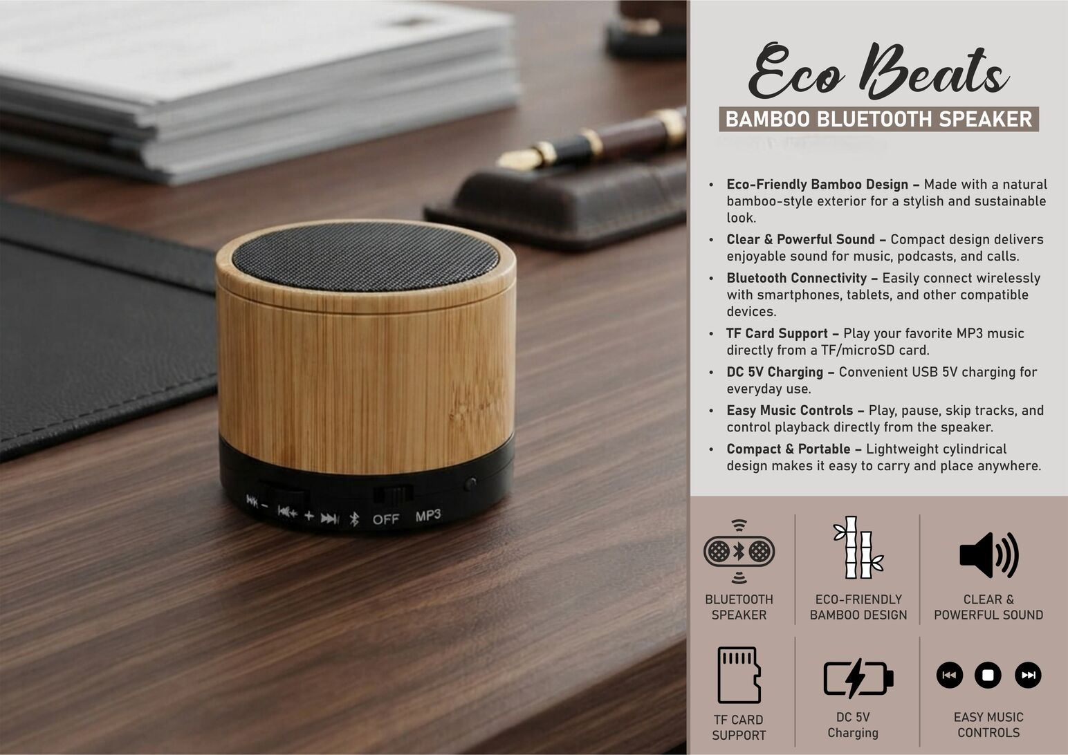 Eco Beats Bamboo Bluetooth Speaker Eco Beats Bamboo Bluetooth Speaker