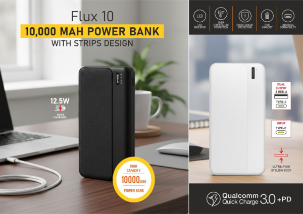 Flux Power bank with Strips design